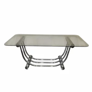 Table basse chrome et verre