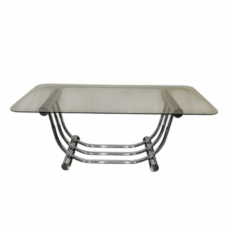 table basse chrome verre