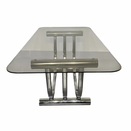 table basse chrome verre