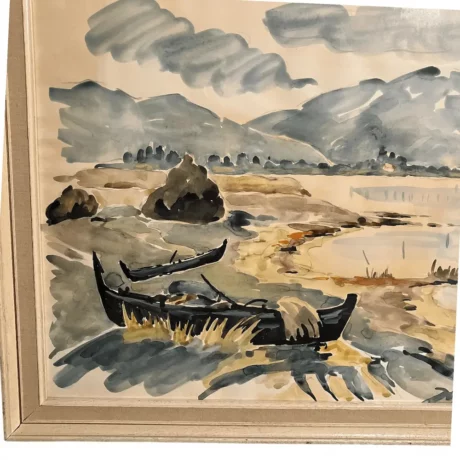 tableau étang et barque